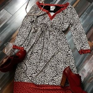 Maggy L High Waist, Brown, White, Orange Dress